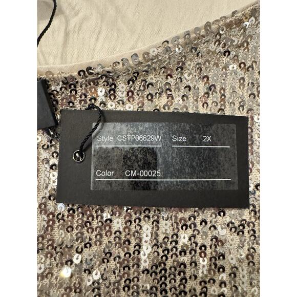 Cable & Gauge Sequin Special Occasion Blouse Top Shirt Sz 2X plus Christmas NYE - Picture 7 of 9